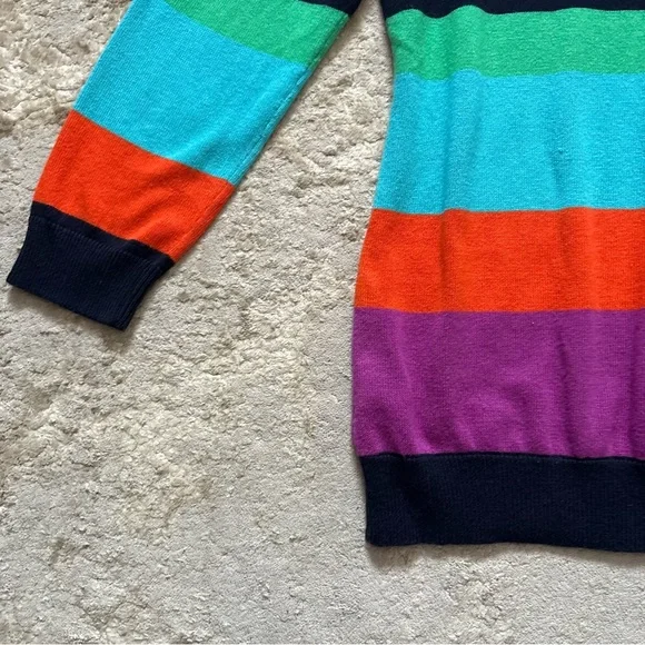 Ralph Lauren Chaps Striped Knit 3/4 Sleeve Rainbow Pullover Sweater Size Medium - Picture 10 of 10